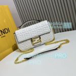 Replica Fendi white embossed cowhide baguette bag 